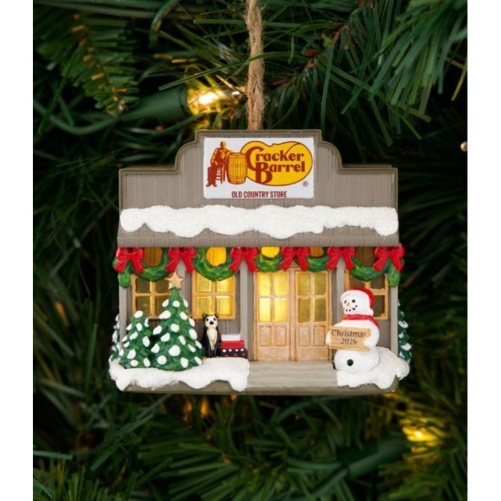 Cracker Barrel NEW 2026 LED Cracker Barrel Store Resin Christmas Ornament